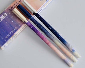 Good Night Starry Sky Gel Pennen 3 pc ~ Cute Pen Set, Kawaii Briefpapier, Sterren en Sky Pen, Planner Accessoires Journal Diary Pen Student Gift