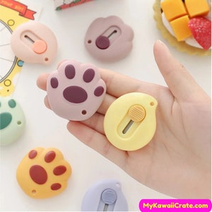 Kawaii Mini Pocket Cat Paw Art Utility Knife Express Box Knife Paper Cutter  Craft Wrapping Refillable Blade Stationery