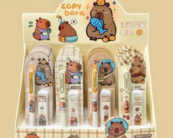 Kawaii Capybara Mechanical Pencil and Lead Refill Pack ~ Cute Pencil Set, Capybara Stationery, Capybara Pencil, Writing School Supplies