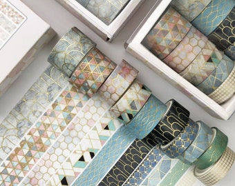 Patrones elegantes Detalles de lámina dorada Cintas Washi Juego de 10 piezas ~ Cinta Washi dorada, Cinta adhesiva, Suministros de artesanía de papel Cinta decorativa para manualidades DIY