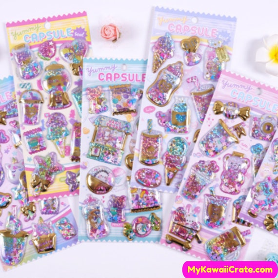 12 Sheets/Set Love Heart-Shaped 3D Cute Puffy Bubble Stickers for Girls  Kawaii Scrapbook Sticker Kids Beautiful Gift