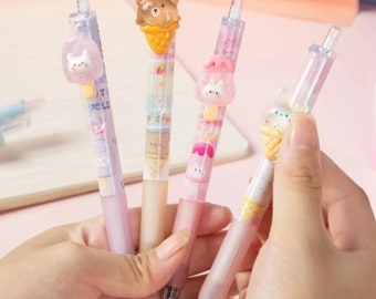 Kawaii Cute Ice Cream Retractable Gel Pens 3 Pc Set ~ Cute Pens, Writing Supplies, Stationery, School Supplies, Diary Planner Journal Pens
