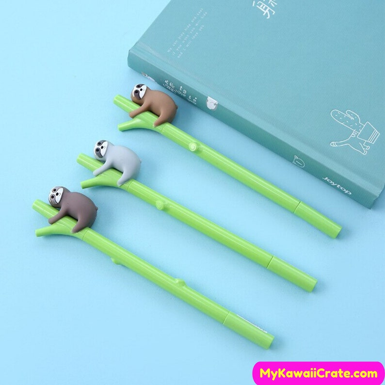 Kawaii Tree Sloth Gel Pen Set Cute Pens, Sloth Pen, Animal Stationery, Planner Pen, School Supplies, Novelty Writing Supplies Student Gift image 8