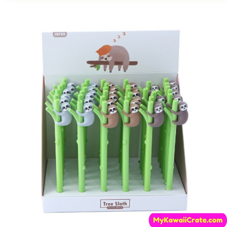 Kawaii Tree Sloth Gel Pen Set Cute Pens, Sloth Pen, Animal Stationery, Planner Pen, School Supplies, Novelty Writing Supplies Student Gift image 4