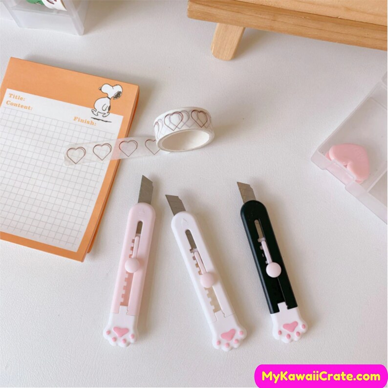Kawaii Cat Paw Portable Mini Utility Knife Retractable Etsy