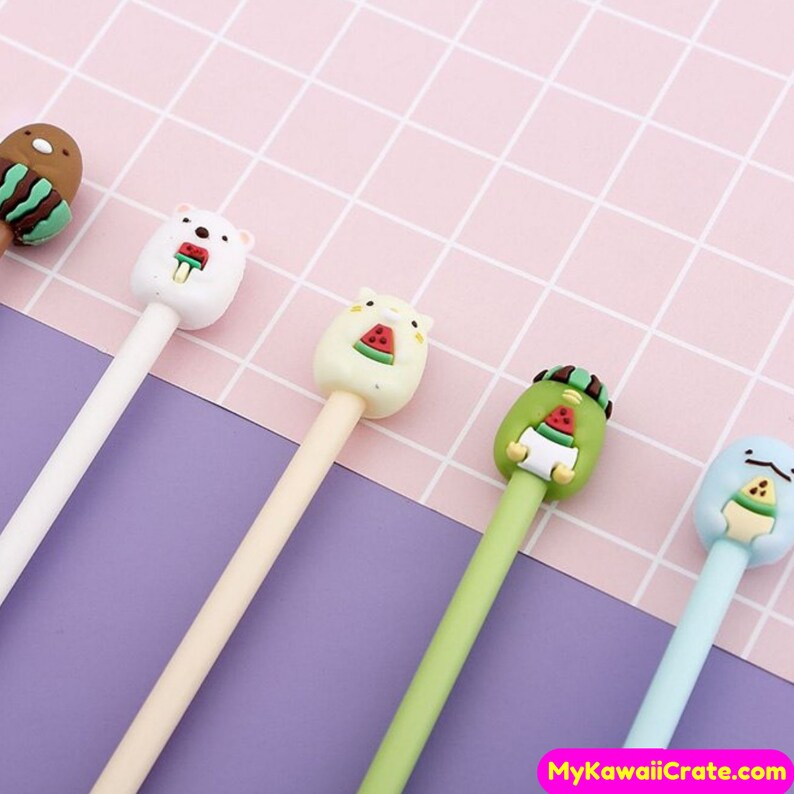 3 Pc Japanese Cartoon and Friends Gel Pens Kawaii Pen Set Etsy