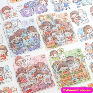 Kawaii Cartoon Little Girls Decorative Stickers Set, Cute Girl Sticker –  MyKawaiiCrate