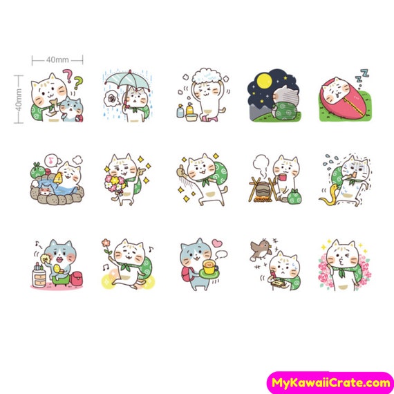 Decorative Scrapbooking Sticker Cute Kawaii Kanahei Hera Mini Stickers 46 Pc Pk