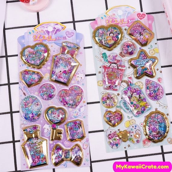 Kawaii Glittery Capsule 3D Puffy Stickers Kawaii Stickers, Cute Stickers,  Scrapbooking Planner Stickers, Fun Stickers, Capsule Stickers 