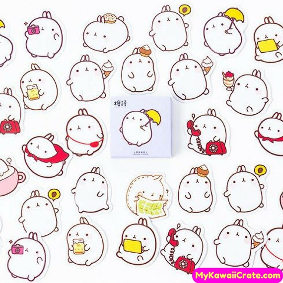 Cute 2 Packs Cartoon Chubby Rabbit Sticker Scrapbooking Diary DIY Decoration Kid