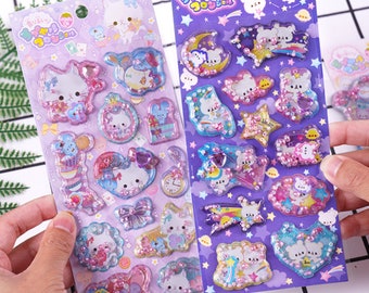 Kawaii Pearl Capsule Rabbit 3D Decorative Stickers ~ Kawaii Stickers, Cute Stickers, Planner Diary Journal Stickers, Fun Capsule Stickers