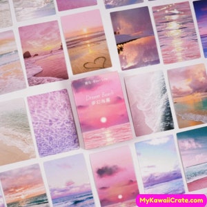 Kawaii Pastel Colors Beach Decorative Stickers 30 Pc Set ~ Beach Waves Sand Sun Sunset Sunrise Stickers , DIY Scrapbooking Planner Stickers