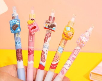 Kawaii Yummy Cookies Retractable Gel Pens 6 Pc Set ~ Cute Pens, Kawaii Stationery, Signature Pen, Kawaii Pens, Gift for Girls Writing Supply