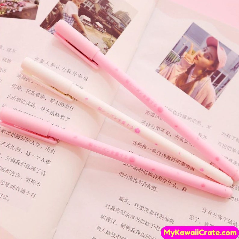 Romantic Japanese Sakura Flower Gel Pen Cute Pen Set, Cherry Blossom Pen, Planner Accessories, Floral Pens, Flower Pens, Japan Stationery image 5