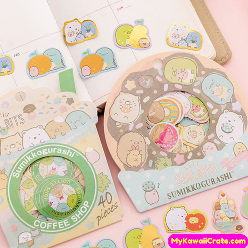DIY Decorative Junk Journal Planner Fun Stickers Cute Stickers Cute Japanese Cartoon Seal Bits Stickers 40 Pc Pack ~ Kawaii Sticker Set