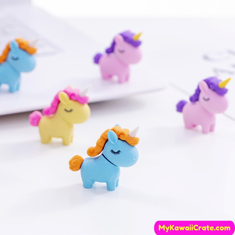 4 Pc Chubby Unicorn Pencil Erasers Cute Erasers Unicorn Etsy