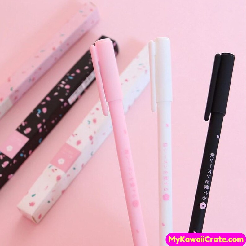 Romantic Japanese Sakura Flower Gel Pen Cute Pen Set, Cherry Blossom Pen, Planner Accessories, Floral Pens, Flower Pens, Japan Stationery image 2