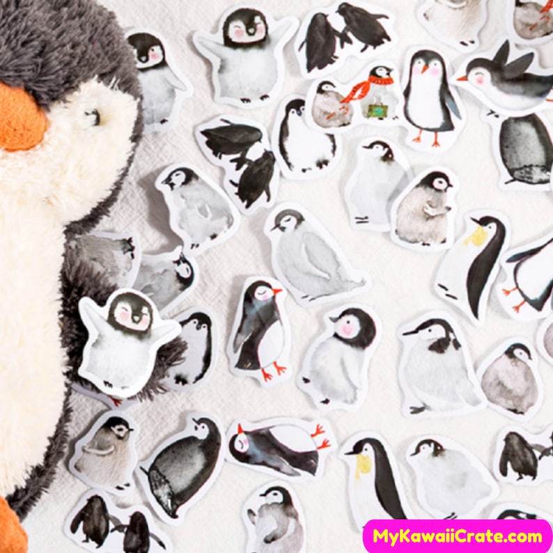 The Life of Antarctic Penguins Stickers 46 Pc Pk ~ Cute Cartoon Penguin Drawings Sticker Set Planner Journal Stickers Cute Animal Stickers