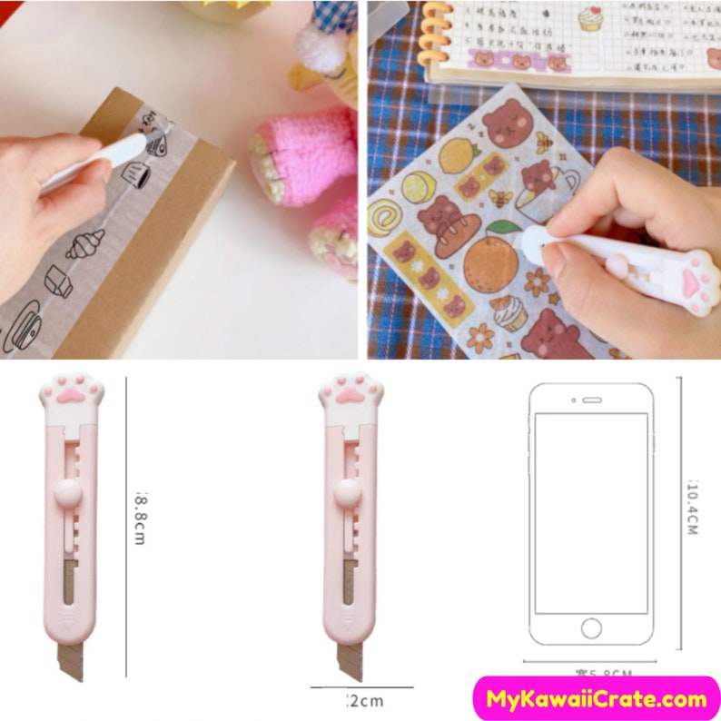 Kawaii Cat Paw Portable Mini Utility Knife Retractable Etsy