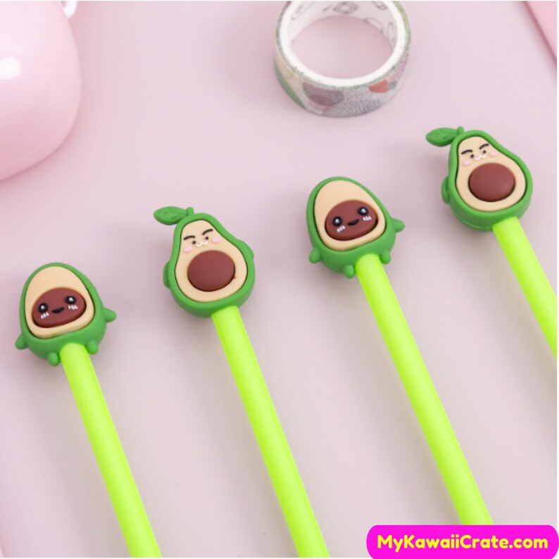 4 Pc Happy Avocado Gel Pens Cute Pens Avocado Pen Bullet Etsy