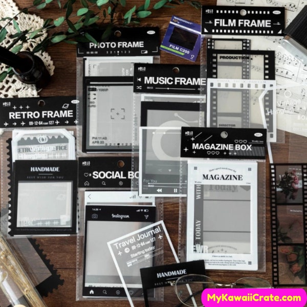 Photo Booth Frames Decorative Stickers 15 Pc Pack ~ Frames Stickers, Magazine Photo Frame, Social Media Frames, Scrapbooking Stickers