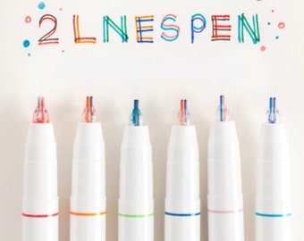 Creative Double Line Dual Color Pennen Set ~ Multicolor Pen, School Supplies, Student School Supplies, Underline Pen, Belettering Planner Pen