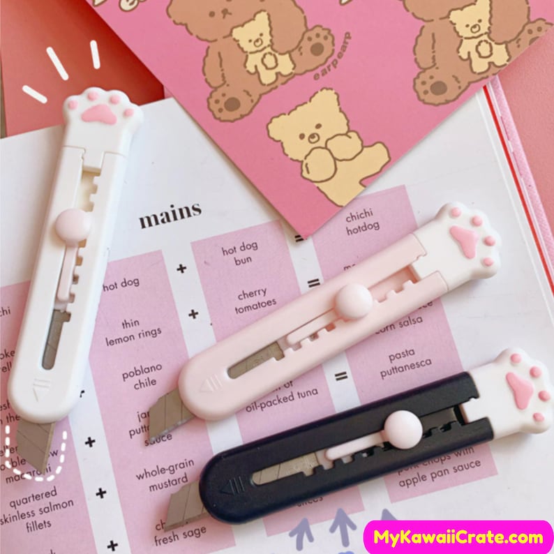 Kawaii Cat Paw Portable Mini Utility Knife Retractable Etsy