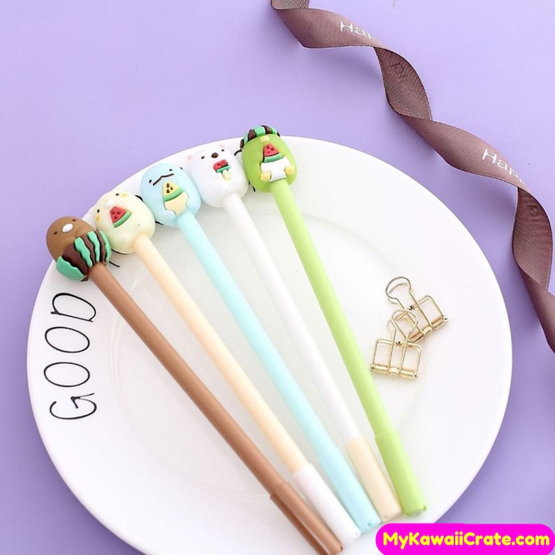 3 Pc Japanese Cartoon and Friends Gel Pens Kawaii Pen Set Etsy