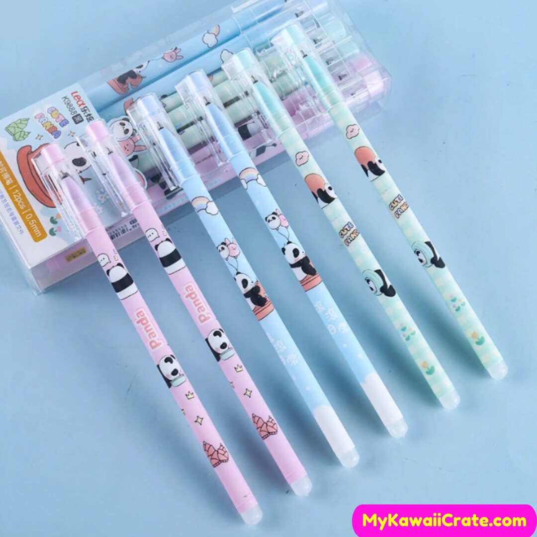 Cute Panda Adventures Erasable Gel Pens 6 Pc Set Panda Pen Etsy