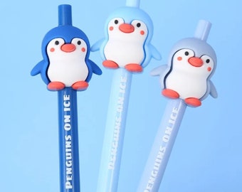 Kawaii Penguins Mechanical Pencils 3 Pc Set ~ Cute Mechanical Pencil Set, Penguin Stationery, Student Drawing Writing Pencil School Supplies