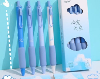 Blue Sky Clouds Retractable Gel Pens 4 Pc Set ~ Cute Pens, Fine Tip Pen, Signature Pen, Planner Pen, Student Teacher Stationery Gift Pen Set