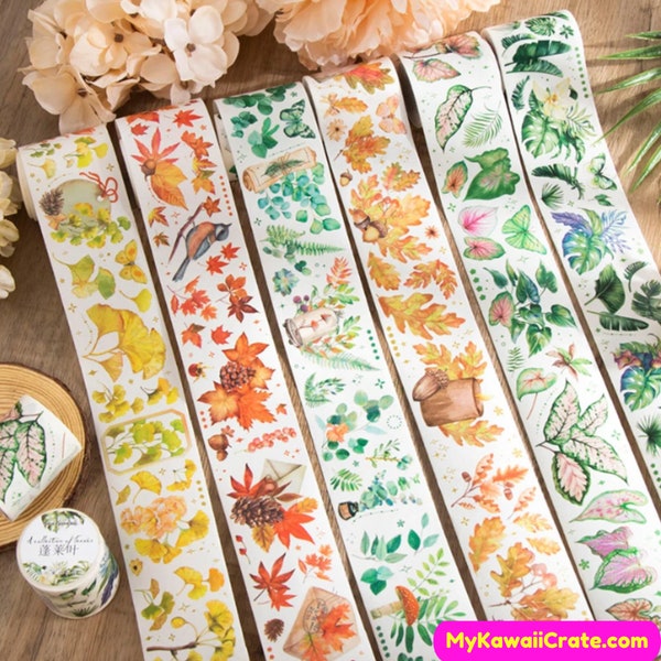 Colorful Foliage Special Ink Decorative Washi Tape ~ Autumn Leaf Washi Tapes, Plants Leaves Decorative Craft Tape, DIY Scrapbooking Supplies