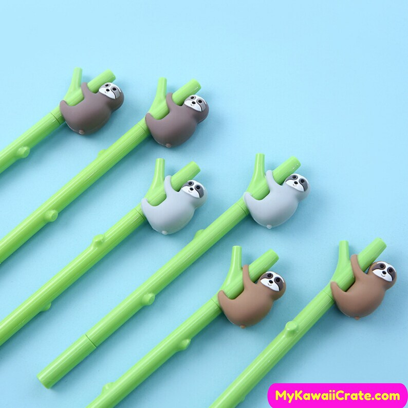 Kawaii Tree Sloth Gel Pen Set Cute Pens, Sloth Pen, Animal Stationery, Planner Pen, School Supplies, Novelty Writing Supplies Student Gift image 7