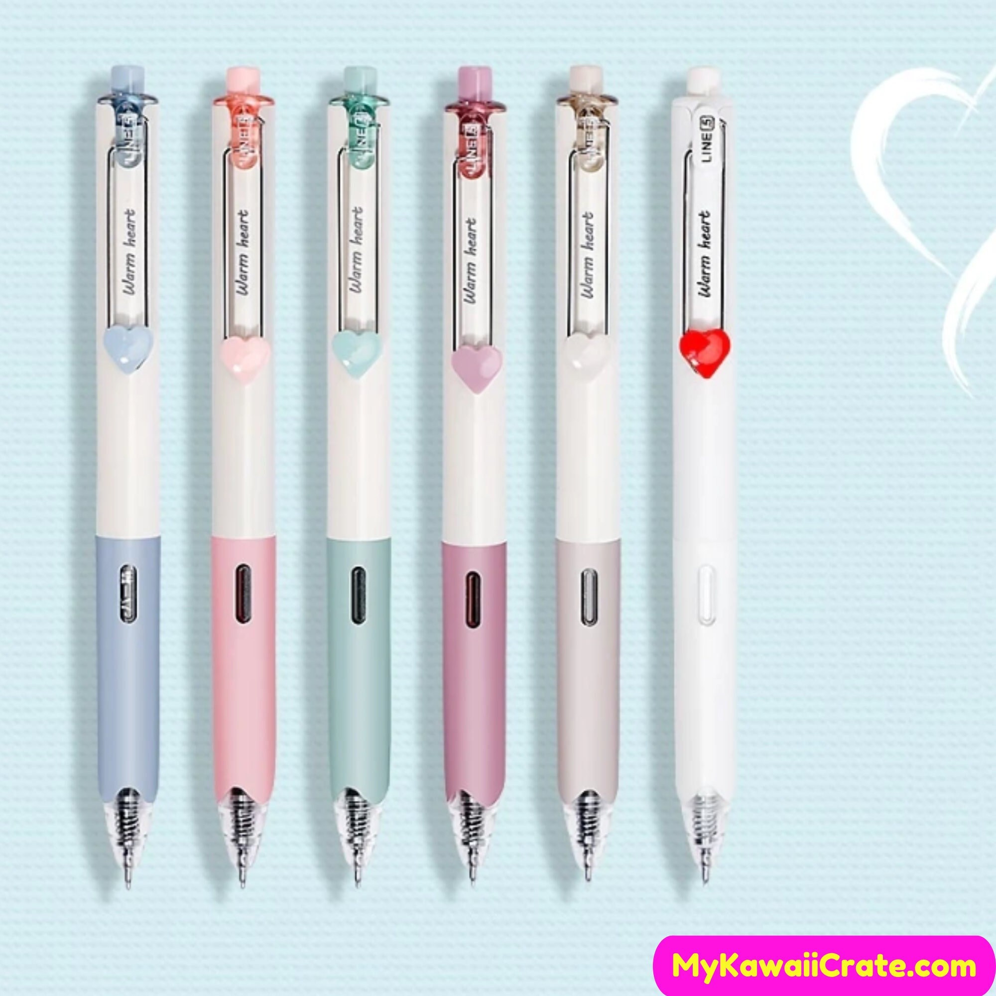 Kawaii Heart Love Retractable Gel Pens 5 Pc Set, Cute Love Pens –  MyKawaiiCrate