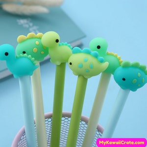 Kawaii Baby Dinosaur Gel Pens Set Cute Pens, Dinosaur Pen, Animal Stationery, Kids Pen School Supplies, Fun Writing Supplies, Student Gift image 1