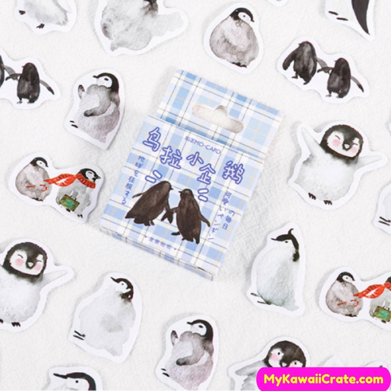 The Life of Antarctic Penguins Stickers 46 Pc Pk ~ Cute Cartoon Penguin Drawings Sticker Set Planner Journal Stickers Cute Animal Stickers