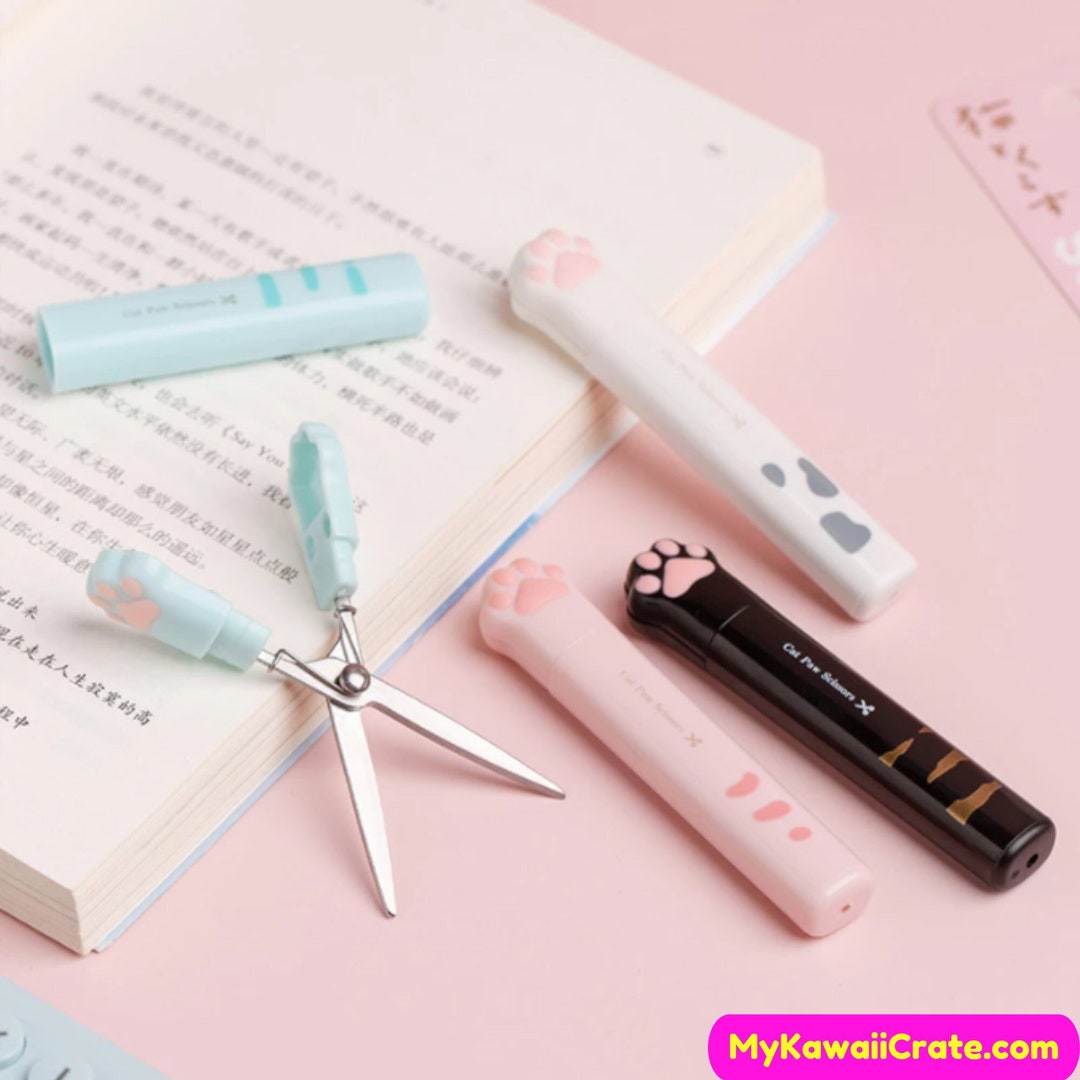 Kawaii Cat Paw Scissors With Protective Case Stainless Steel Scissor