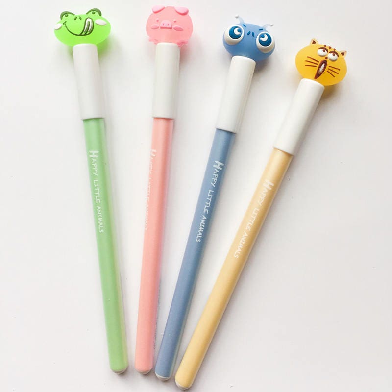 2 Pc Happy Little Animals Erasable Gel Pens Cute Kawaii Pen Etsy