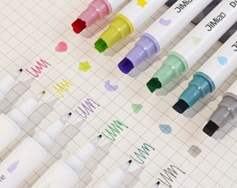 Multicolor Dual Tip Stamp Marker 6 Pc Set ~ Stamp Markers and Fine Tip Markers, Drawing Calligraphy Multicolor Marker Set, School Supplies