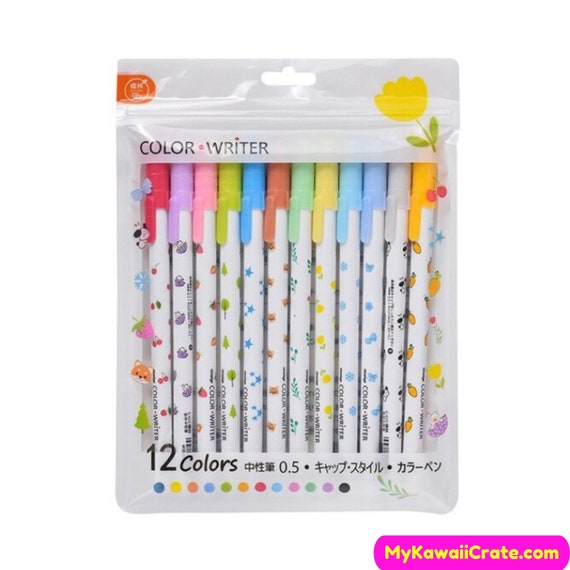 Kawaii Juicy Colors Gel Ink Art Pens 12 Pc Set Colorful Pen Set