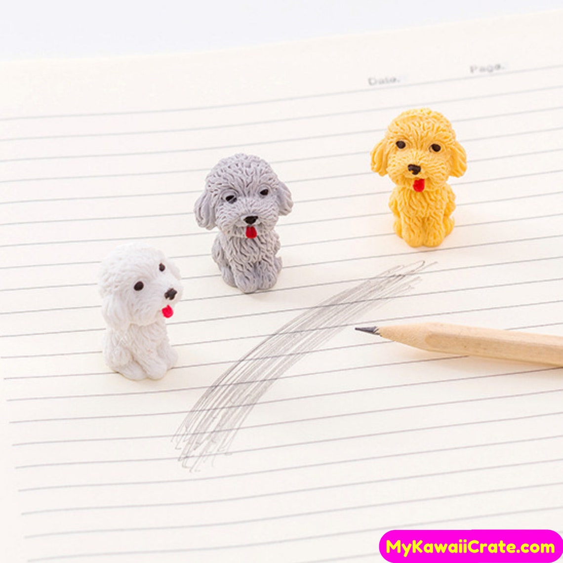 Cute Little Dog Topper Pencil Erasers Cute Kawaii Eraser Etsy