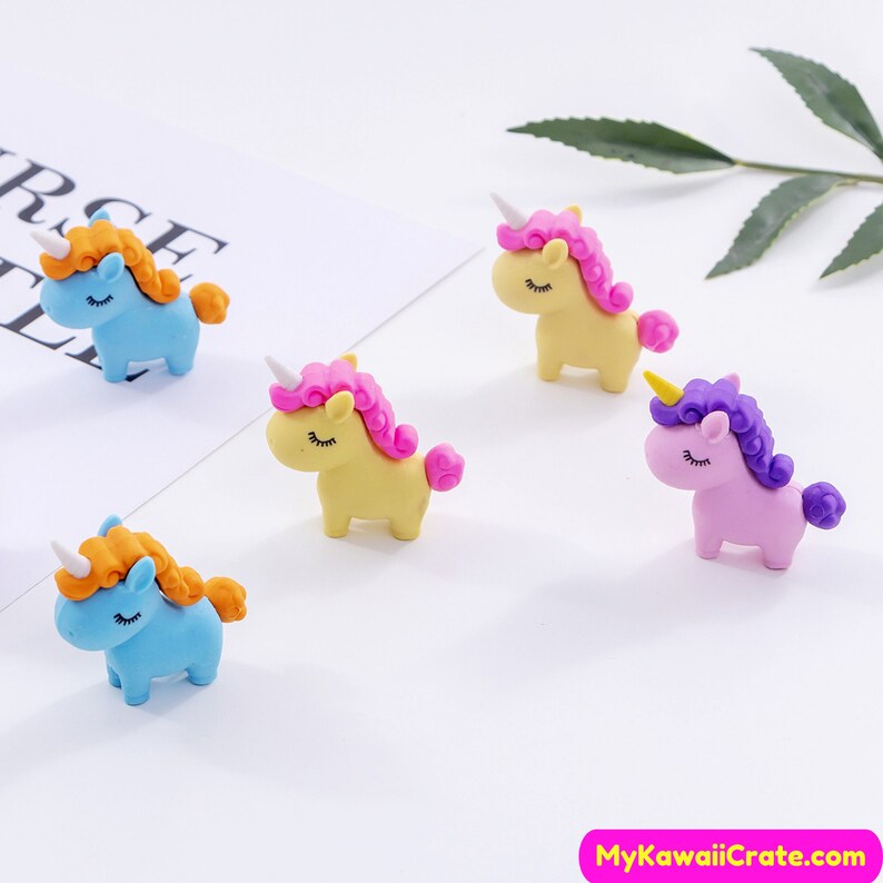 4 Pc Chubby Unicorn Pencil Erasers Cute Erasers Unicorn Etsy