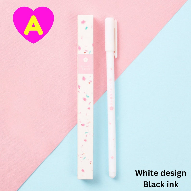 Romantic Japanese Sakura Flower Gel Pen Cute Pen Set, Cherry Blossom Pen, Planner Accessories, Floral Pens, Flower Pens, Japan Stationery 1 Pen WHITE Shaft