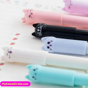 Wagging Cat Gel Pens 6 Pc Set ~ Cute Cat Pens, Funny Cat Pens, Planner Pen, Cat Lover Gift, Cat Stationery, Pen Set, Student School Supplies