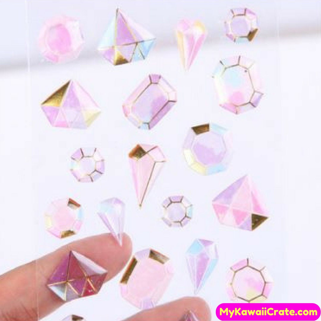 Kawaii Gilding Diamonds 3D Stickers Cute Stickers, Crystal Gemstones Diamond  Shape Decorative Stickers, Scrapbook Journal Planner Sticker 