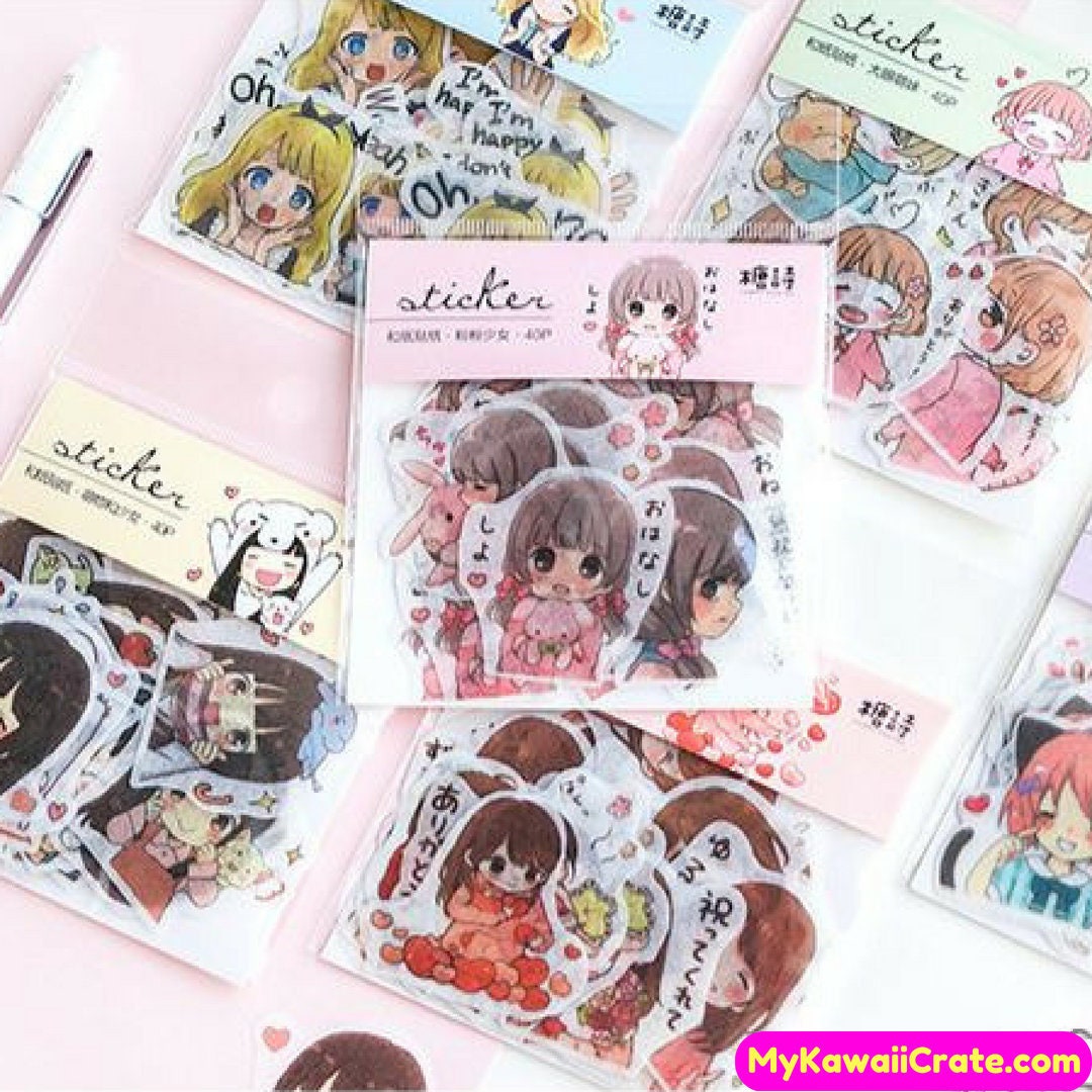 Cute Japanese Girl Decorative Stickers Manga Anime Girl Etsy