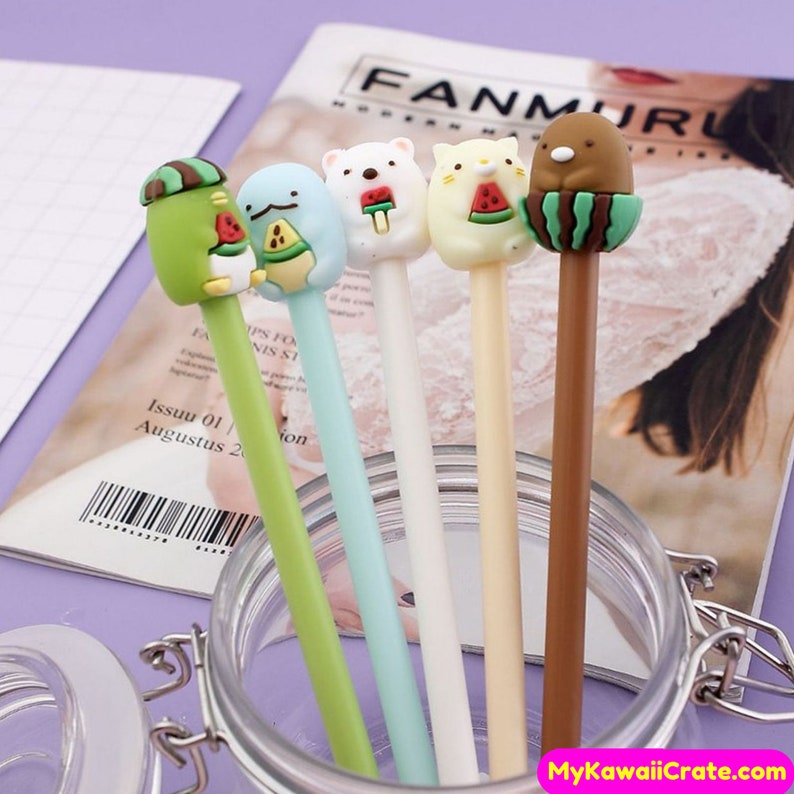3 Pc Japanese Cartoon and Friends Gel Pens Kawaii Pen Set Etsy