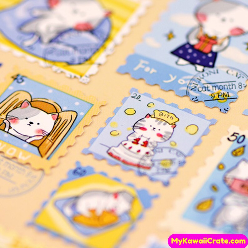 Kawaii Nekoni Tiere Briefmarken Stil Aufkleber DIY | Etsy