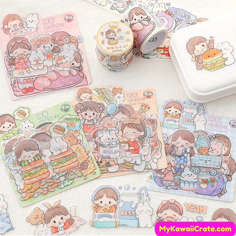 Kawaii Yummy Snack Time Stickers 27 Pc Set Kawaii Stickers Etsy