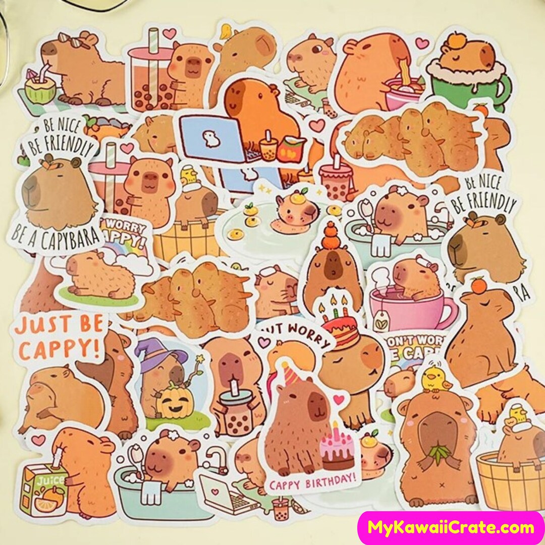Kawaii Relax Capybara Life Decorative Stickers 30 Pc Set Cute Cartoon ...
